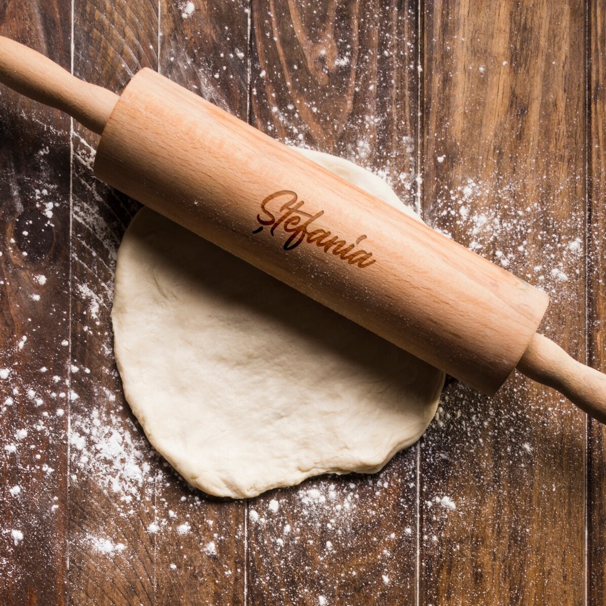 Wooden rolling pin personalised with your name