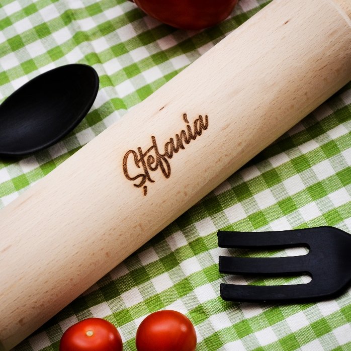 Wooden rolling pin personalised with your name