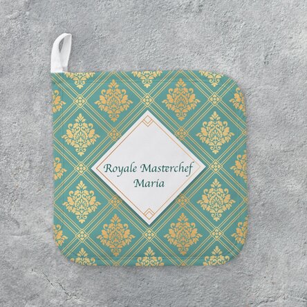 Personalised hot pot holder with text - Royale Masterchef