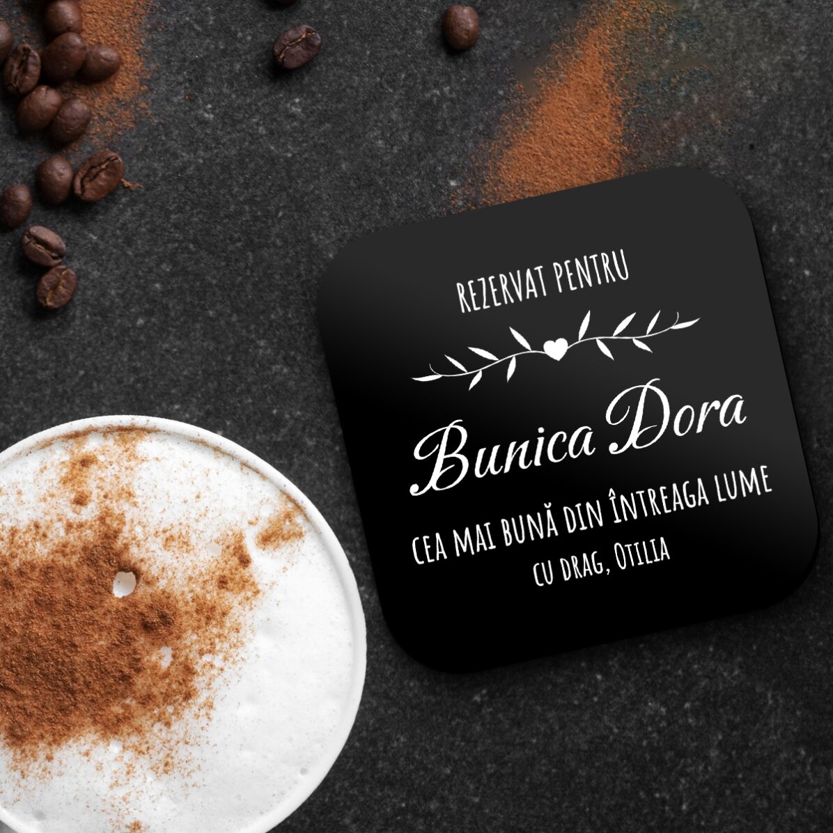 Personalised glass holder with text - Reserved