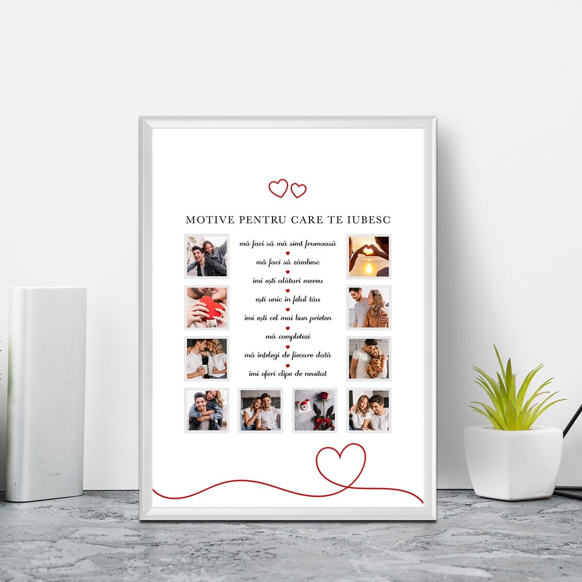 Picture frame with 10 photos and text - Reasons why I love you