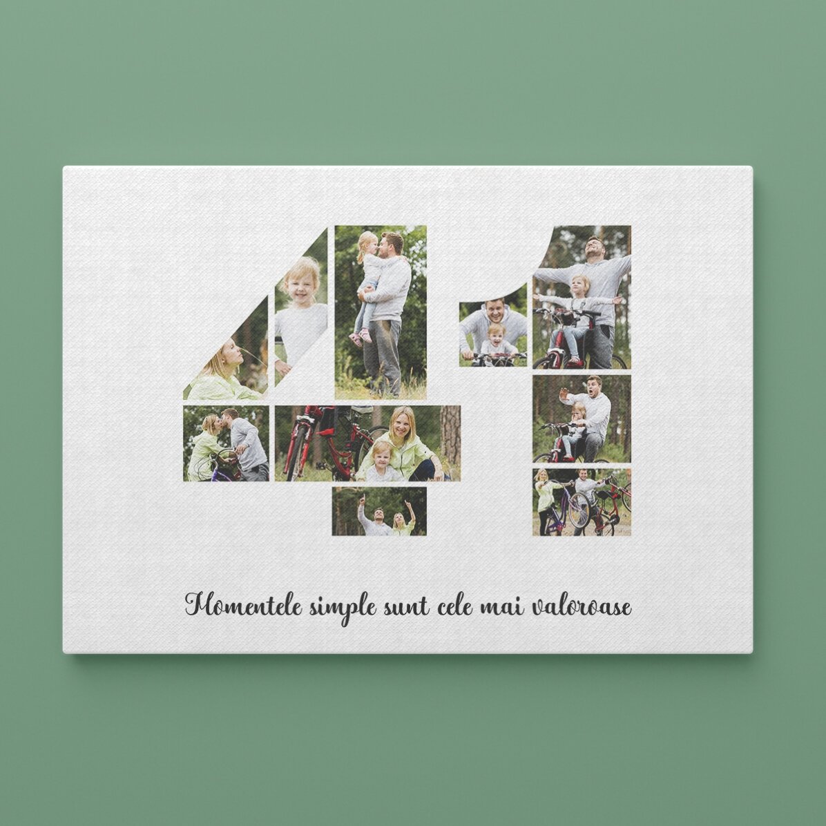 Personalised landscape canvas with 10 photos, model number 41, and text message