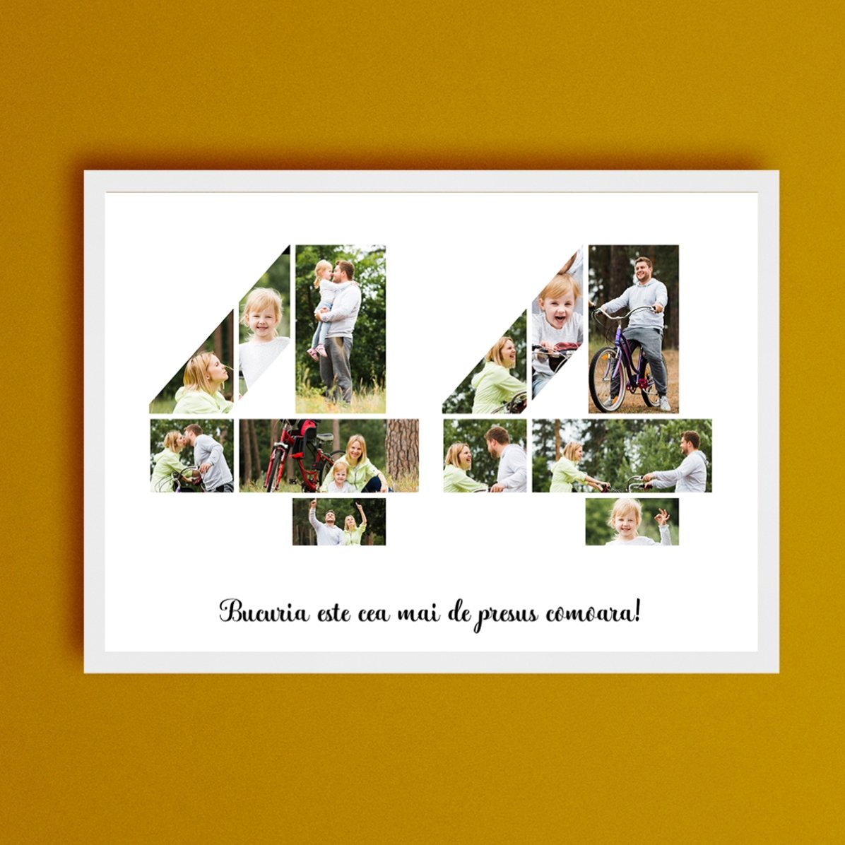 Personalised landscape canvas with 12 photos, model number 44, and text message