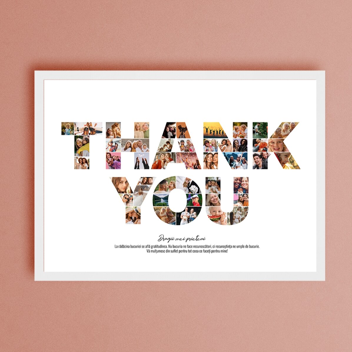 Personalised landscape canvas with 46 photos and text - THANK YOU