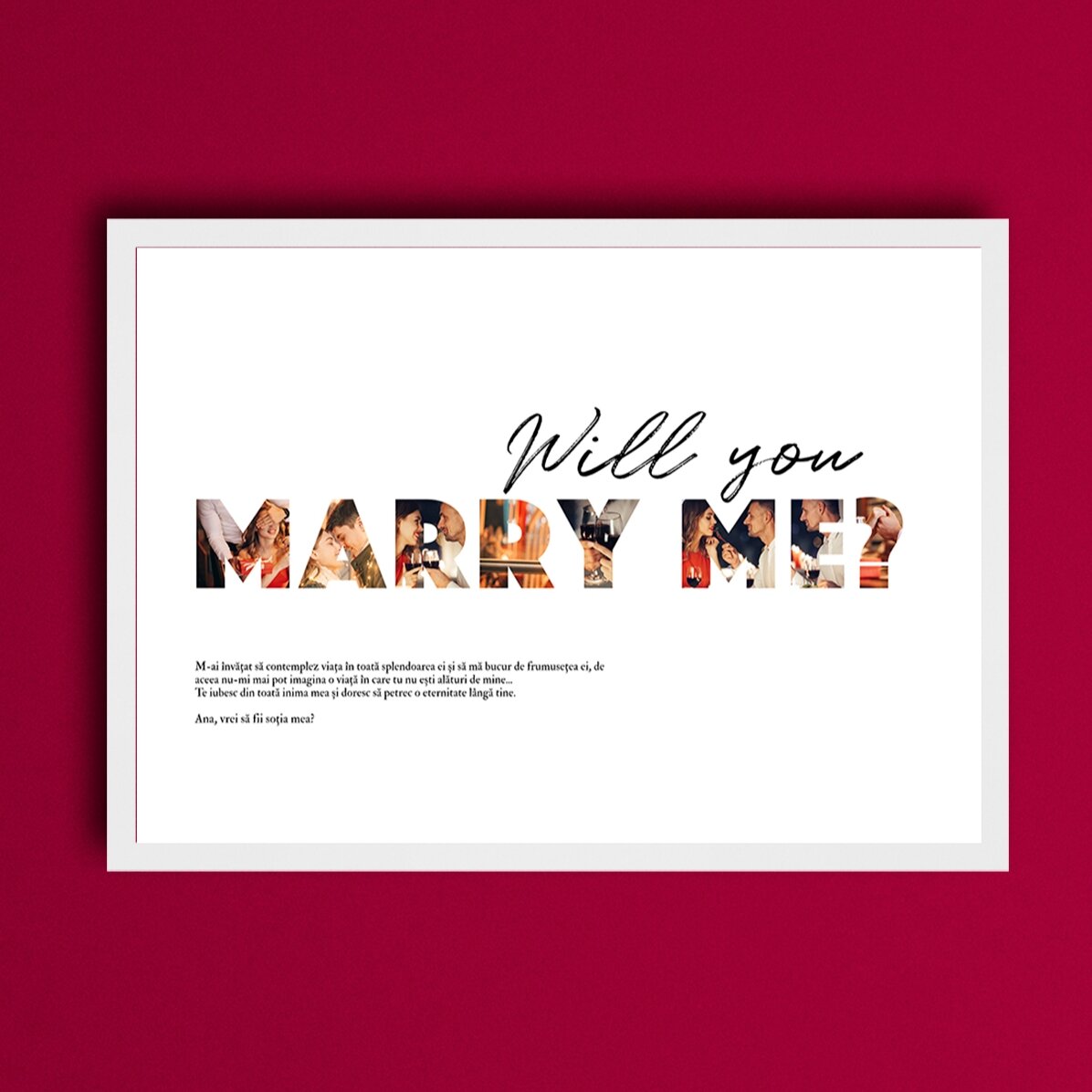 Personalised landscape canvas with 8 photos and text - Will you marry me?