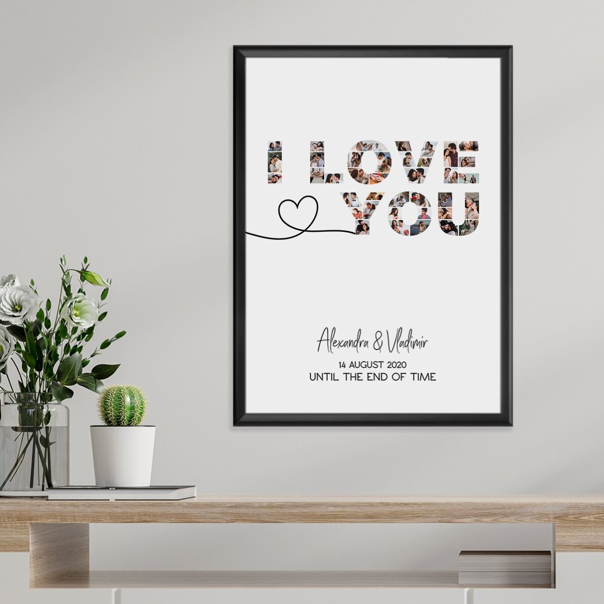 Personalised canvas with 39 photos and text - I love you