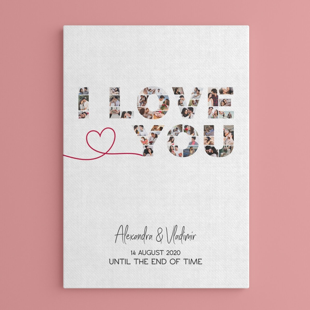Personalised canvas with 39 photos and text - I love you