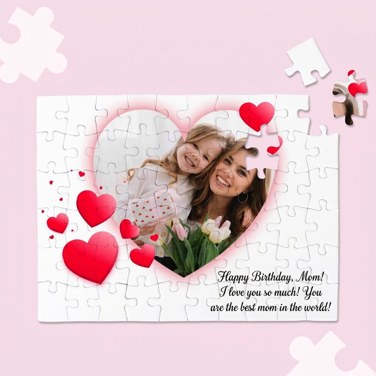 Personalised puzzle with a photo and text, 20x15 cm - Heart