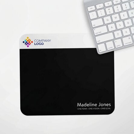 Personalised mouse pad with logo and text