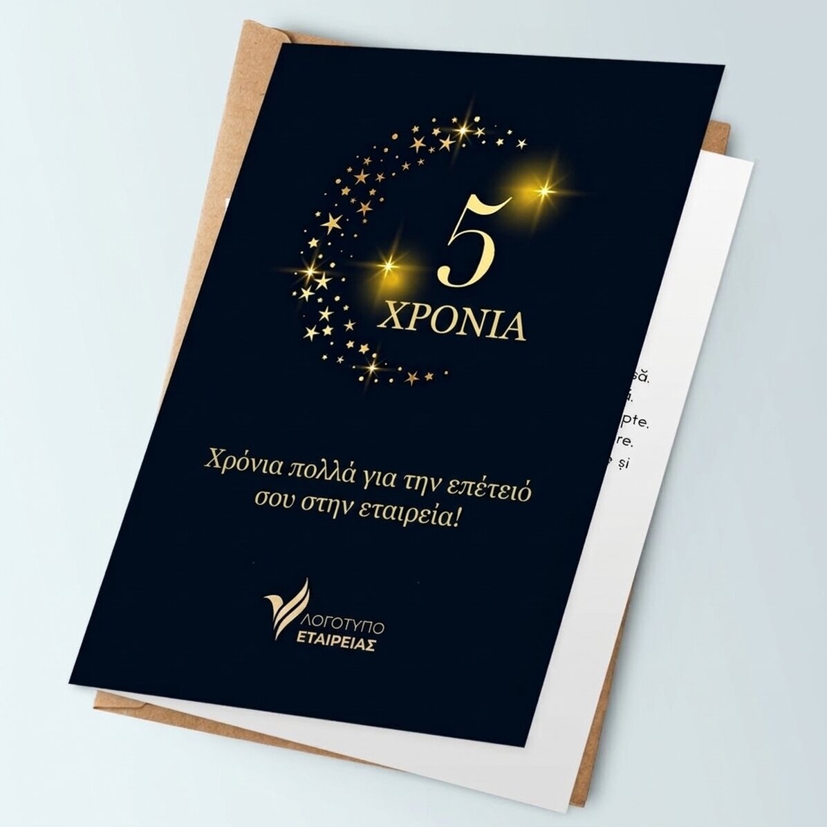 Εξατομικευμένη ευχετήρια κάρτα με λογότυπο και κείμενο