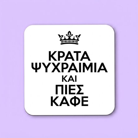 Προσωποποιημένη βάση για ποτήρι με κείμενο - Keep Calm White