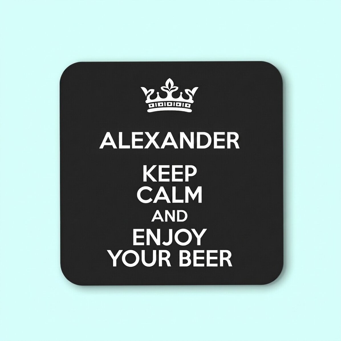 Προσαρμοσμένη βάση για ποτήρι με κείμενο - Keep Calm Black