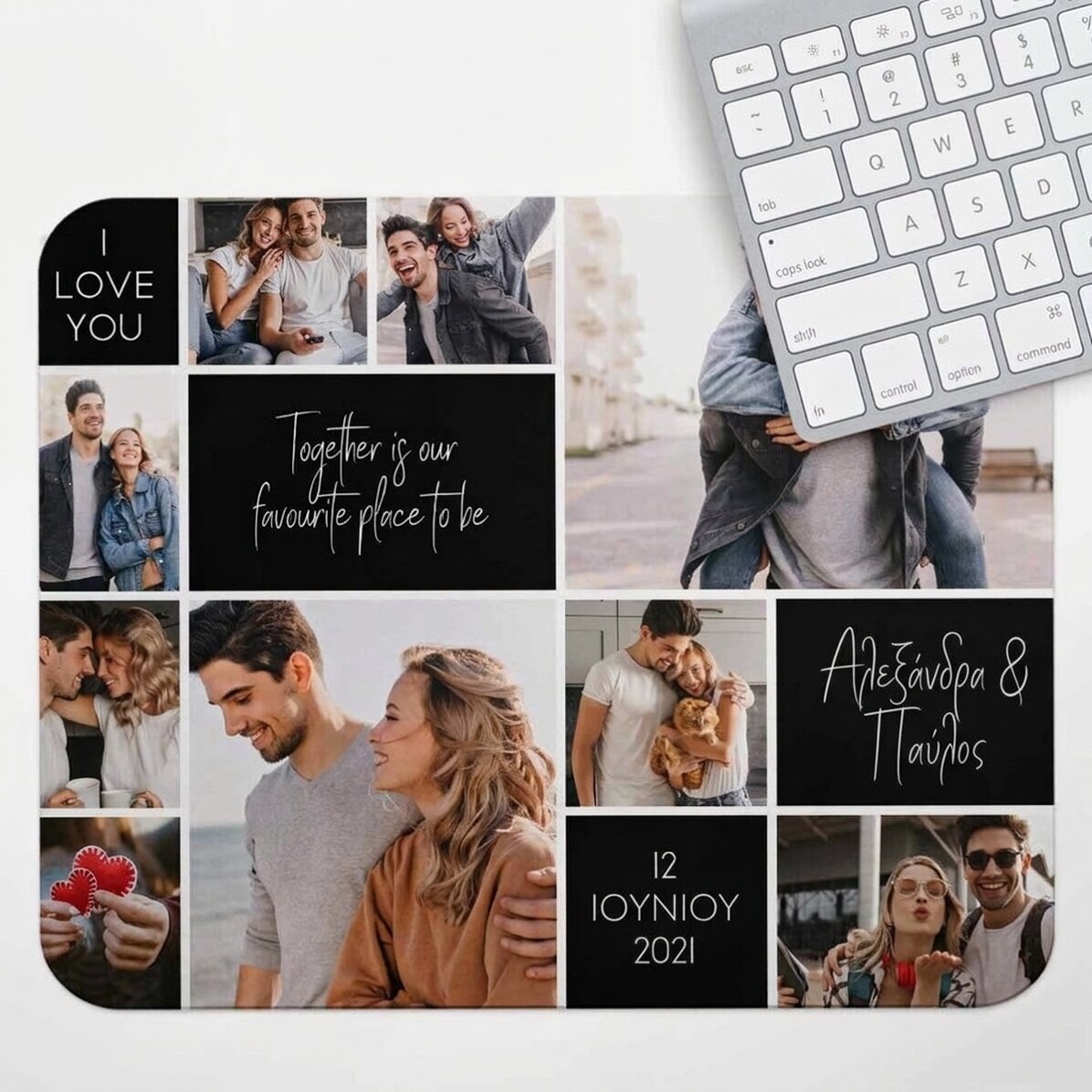 Προσαρμοσμένο mouse pad XL με 9 φωτογραφίες και κείμενο - Memories