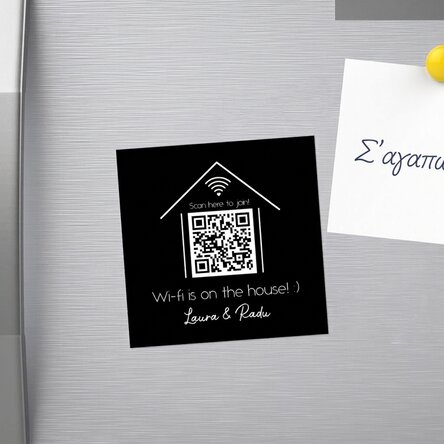 Προσαρμοσμένος μαγνήτης 10x10 με κείμενο και QR code - Σάρωσε για Wi-Fi