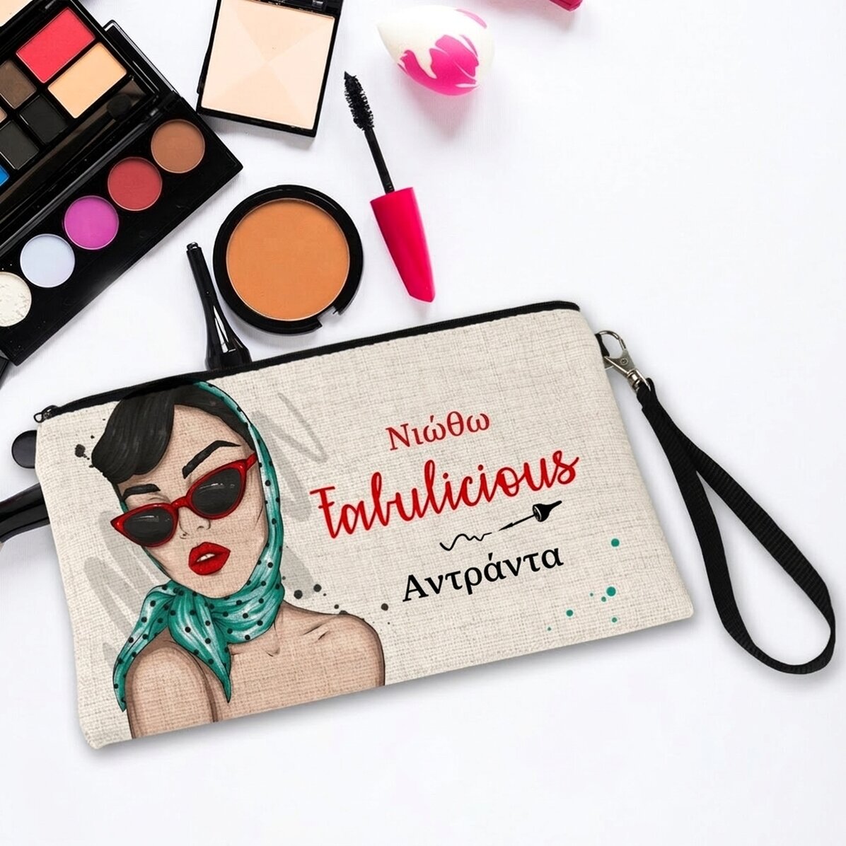 Προσαρμοσμένο σετ μακιγιάζ με τη φράση «I feel Fabulicious»