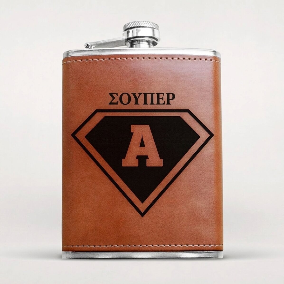 Τσέπη μπουκάλι με δερμάτινη επένδυση, εξατομικευμένο με το αρχικό γράμμα - Erou