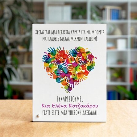 Προσωποποιημένη κορνίζα φωτογραφίας γραφείου με μήνυμα για τη δασκάλα - Heart