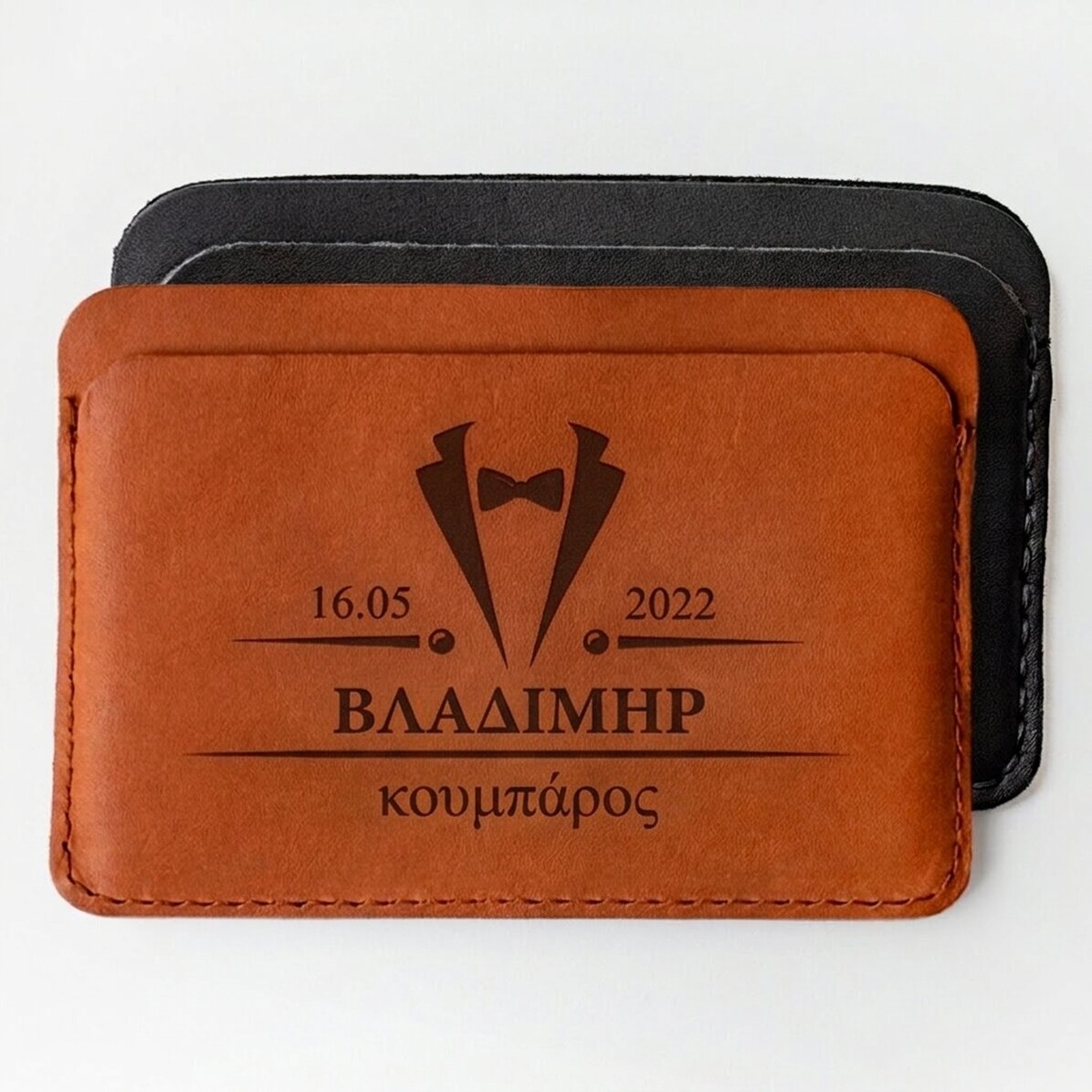 Προσωποποιημένο δερμάτινο πορτοφόλι με κείμενο - Κομψό