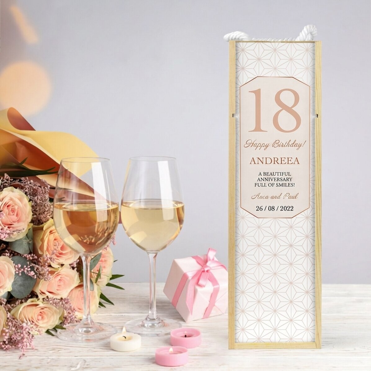 Προσωποποιημένο κουτί κρασιού με κείμενο - Birthday