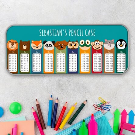 Personalised pencil case with text - Multiplication table