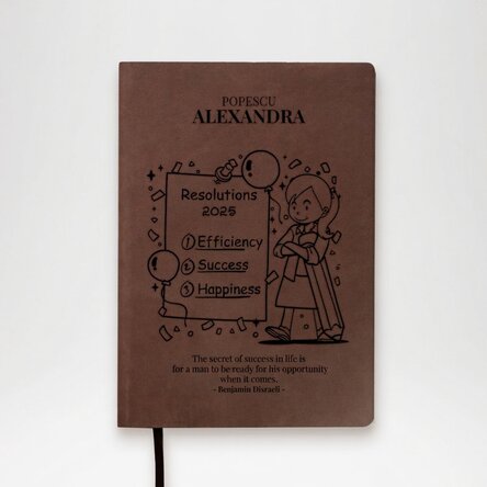 Personalised leather diary with motivational quote - New Year's resolutions for her