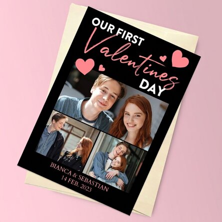 Personalised magnetic greeting card with 3 photos and message - Valentine's Day
