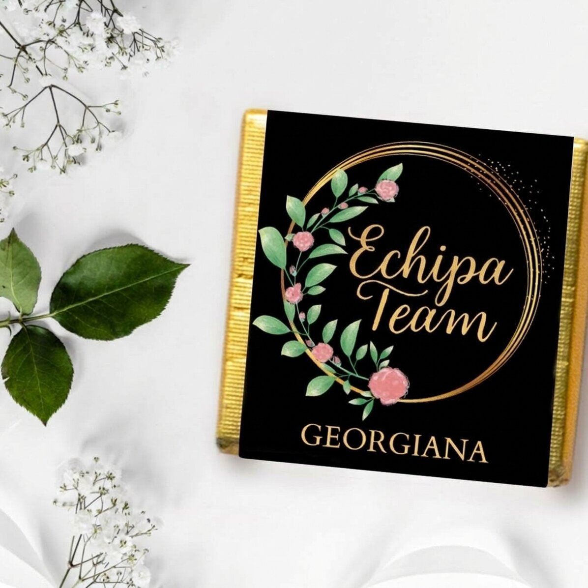 Μικρή σοκολάτα με εξατομικευμένο μήνυμα - Floral