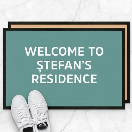 Personalised entrance mat with text - Welcome to my residence