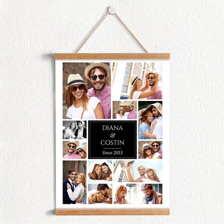 Personalised poster with hangers and 12 photos