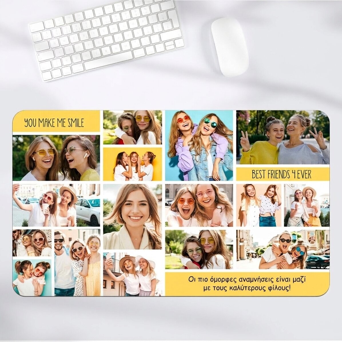 Προσαρμοσμένο mouse pad XXL με κολάζ φωτογραφιών και κείμενο