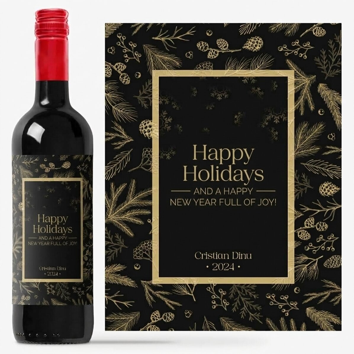 Προσωποποιημένο κρασί με μήνυμα - Elegant Christmas