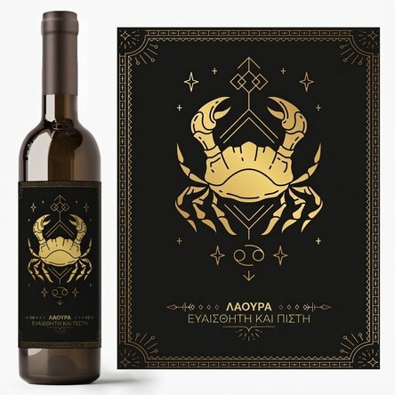 Προσωποποιημένο κρασί με κείμενο και ζώδιο - Καρκίνος