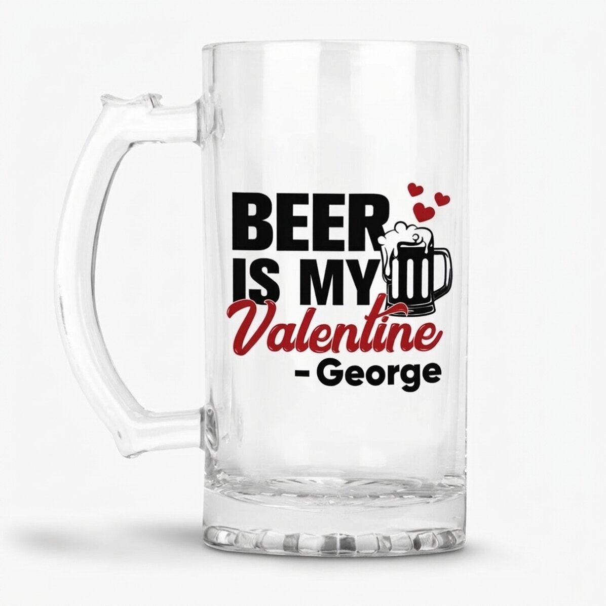 Προσωποποιημένη κούπα μπύρας με κείμενο - «Beer is my Valentine»