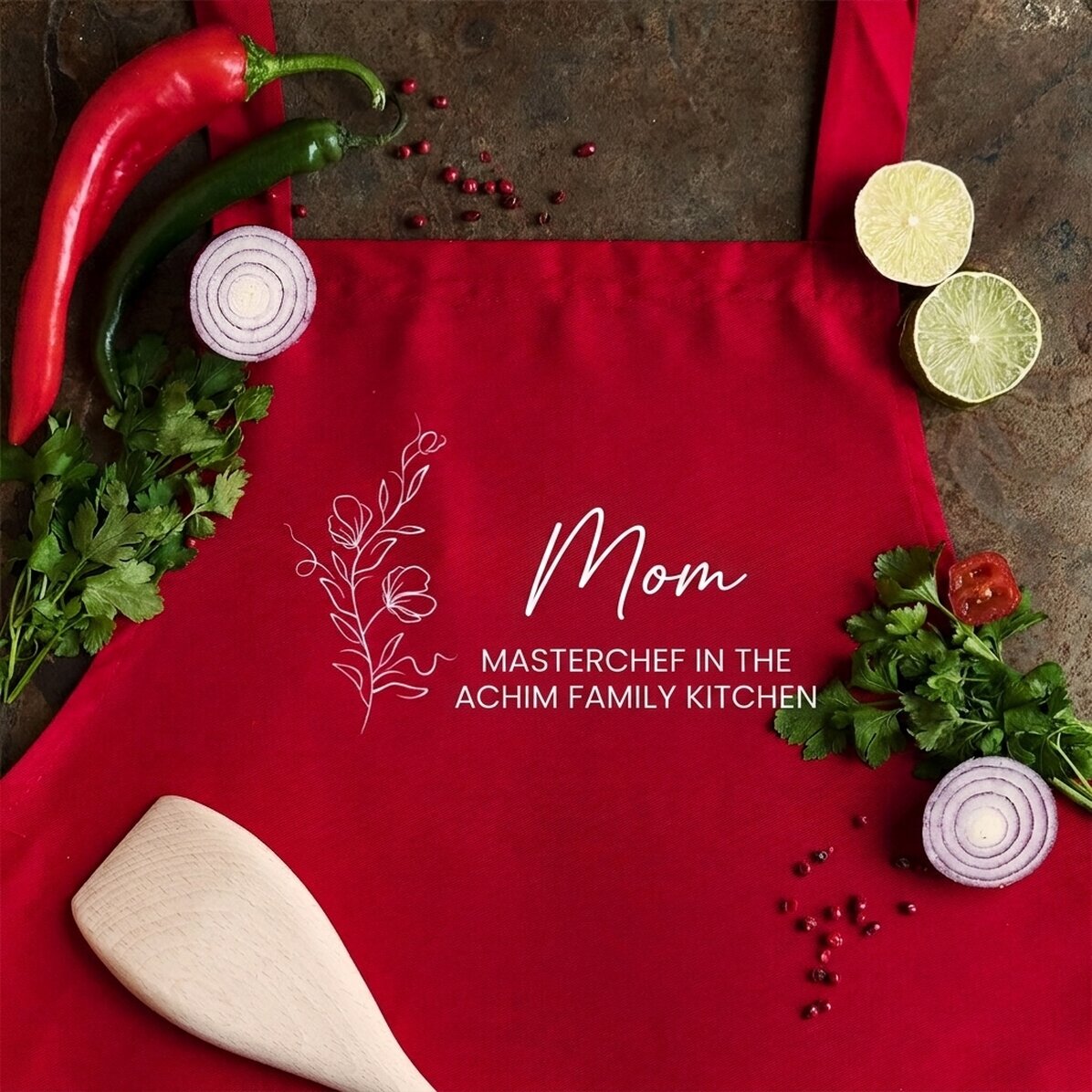 Personalised apron with text - Floral