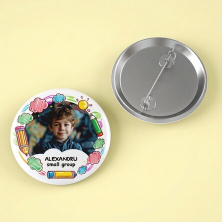 Personalised badge with photo and text - Kindergarten