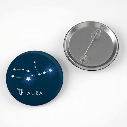 Personalised badge with name - Virgo zodiac sign