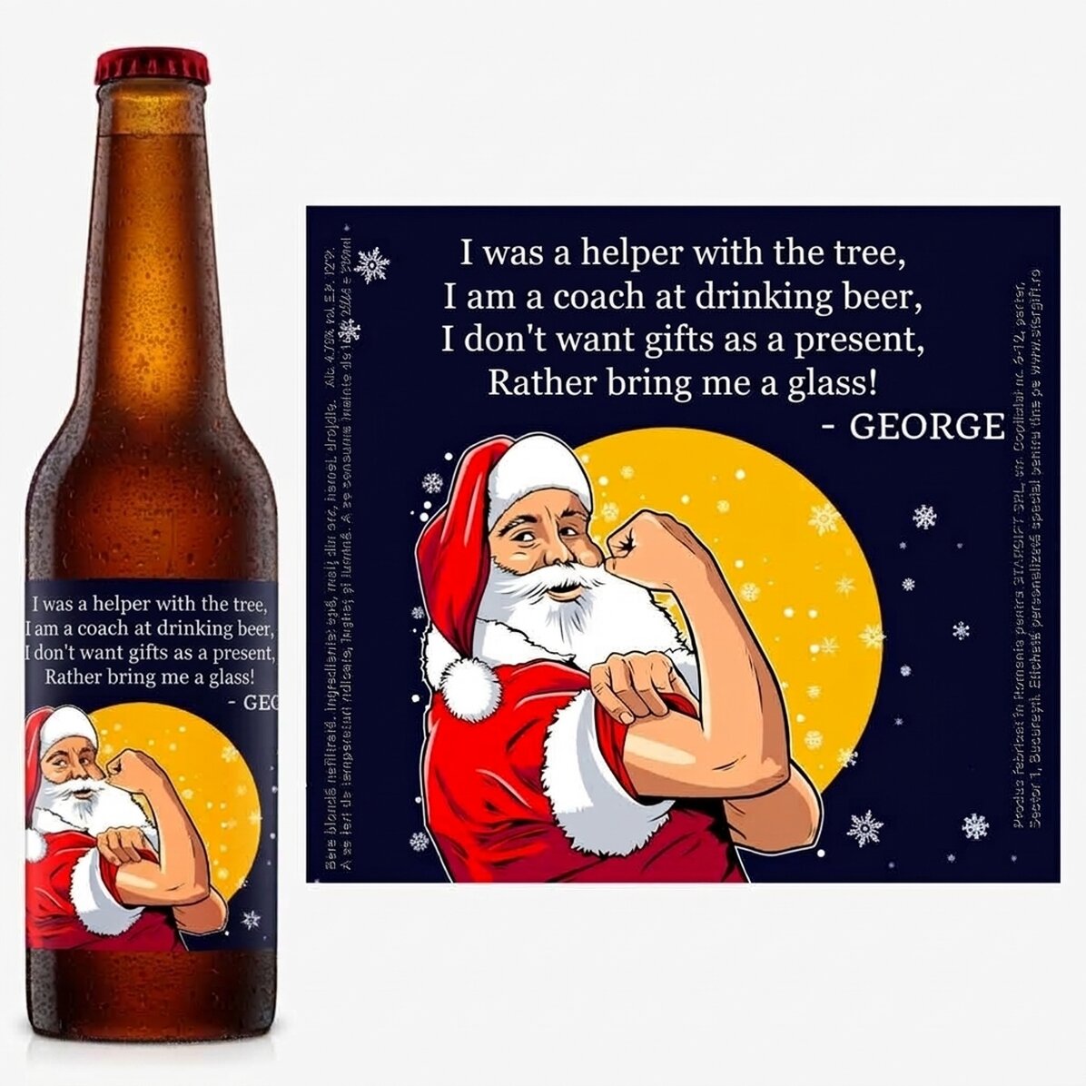 Προσωποποιημένη μπύρα με κείμενο - Christmas power