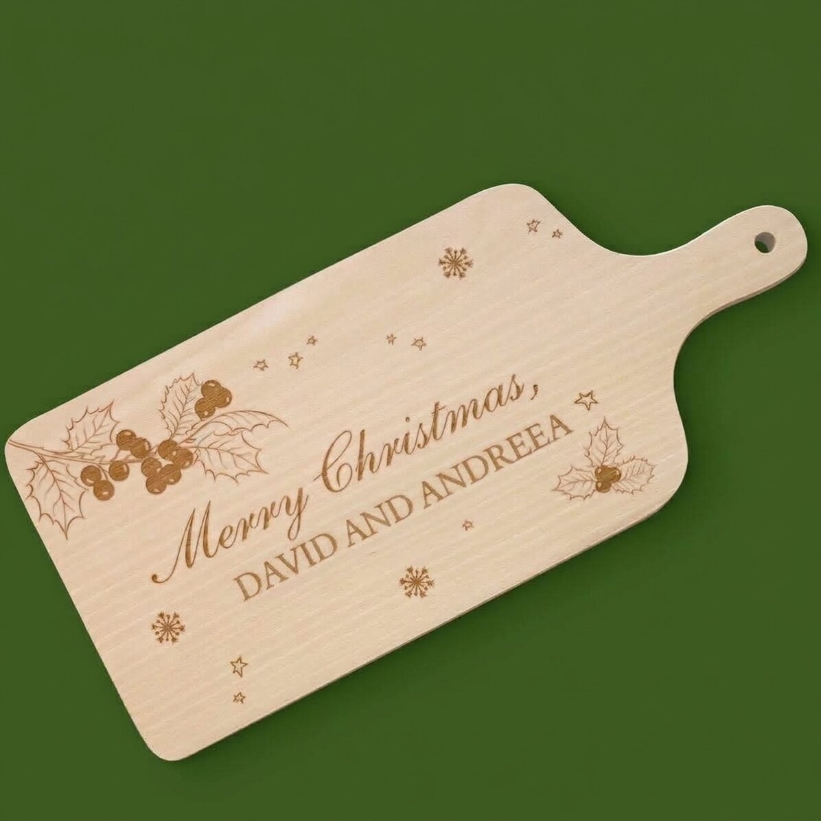 Personalised chopping board with Christmas message
