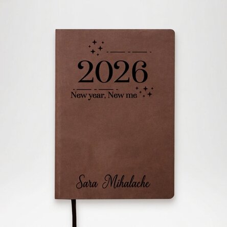 Personalised leather diary with text - New year, new me