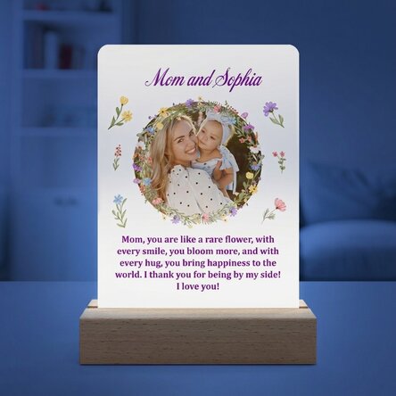 Personalised LED night light with a photo and text - Spring
