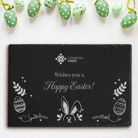 Personalised slate plaque engraved with logo and text - Easter