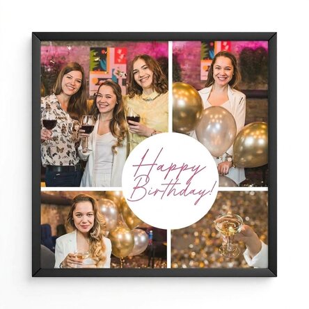 Personalised canvas with 4 photos and text - Happy Birthday