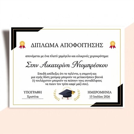 Προσωποποιημένο δίπλωμα με κείμενο - Αποφοίτηση