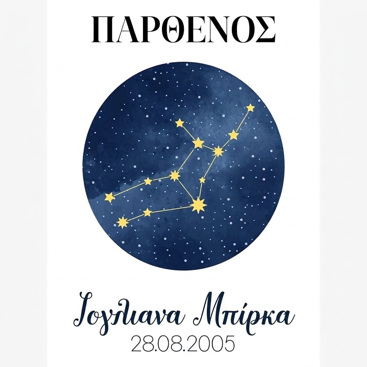 Προσαρμοσμένη αφίσα με κείμενο - Ο αστερισμός του ζωδίου της Παρθένου