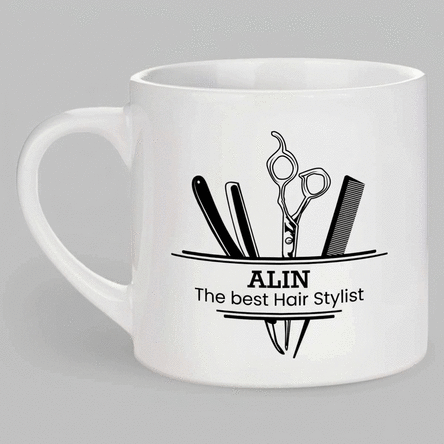Personalised espresso cup with text - Hair Stylist