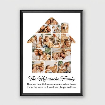 Personalised canvas with 12 photos and text - Our home