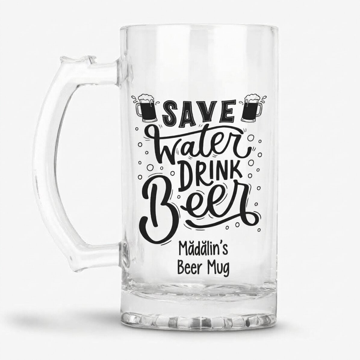 Προσωποποιημένη κούπα μπύρας με μήνυμα - Save Water, Drink Beer