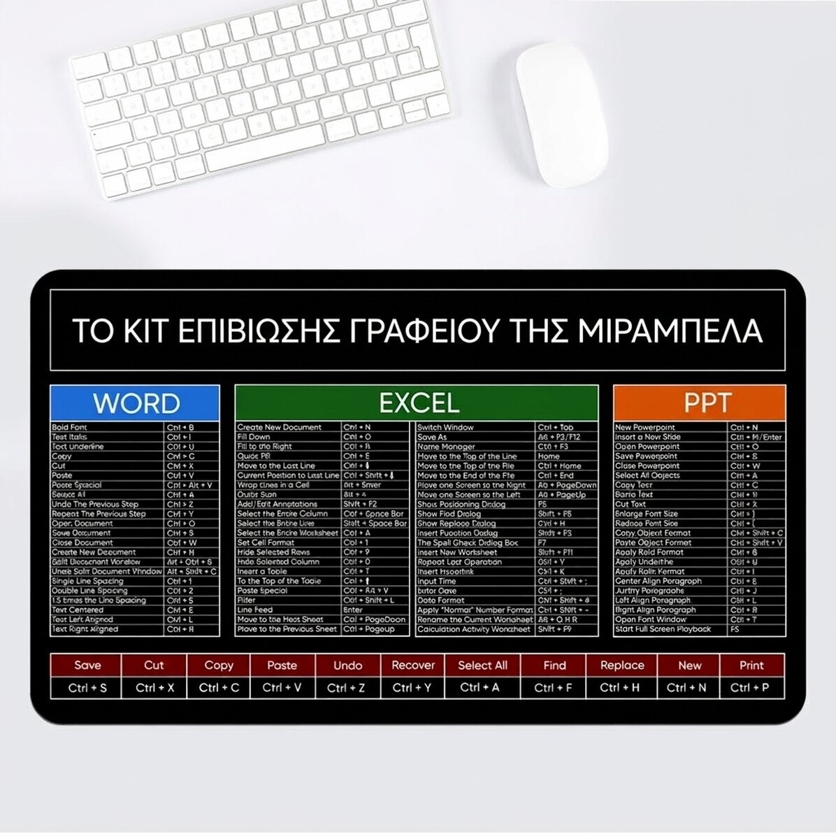 Προσαρμοσμένο mouse pad XXL με κείμενο - Office Survival Kit