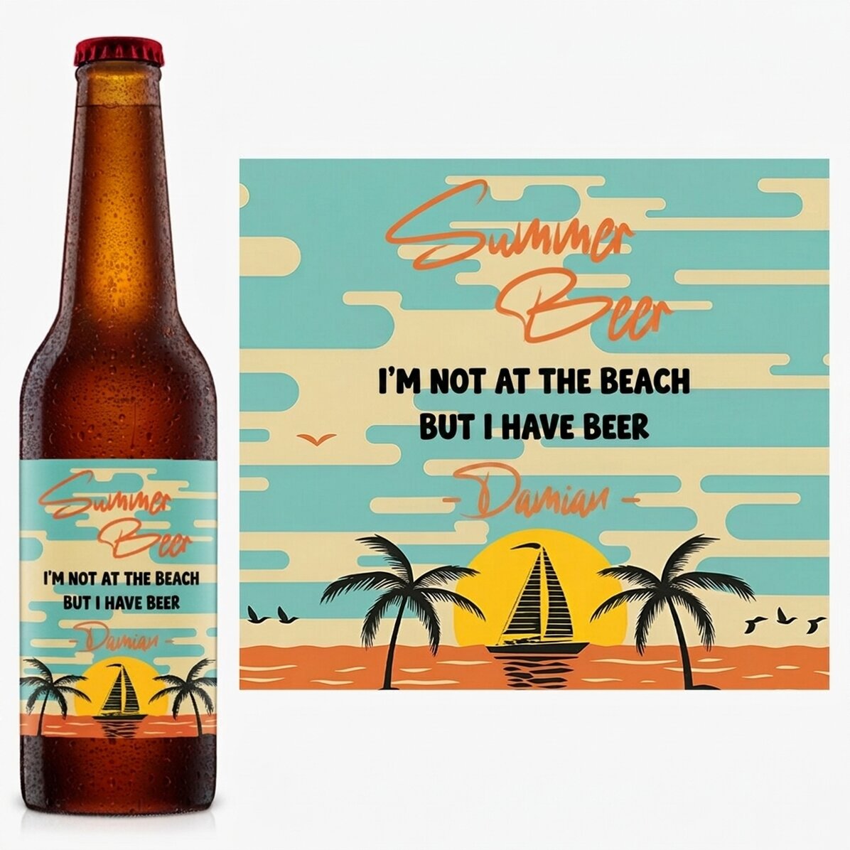 Προσωποποιημένη μπύρα με κείμενο - Summer vibes