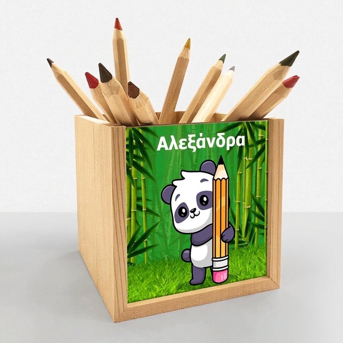 Προσαρμοσμένη βάση για μολύβια με κείμενο - Cute Panda